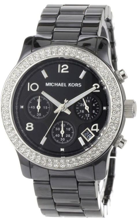 michael kors black ceramic watch with crystals|glitz watch.